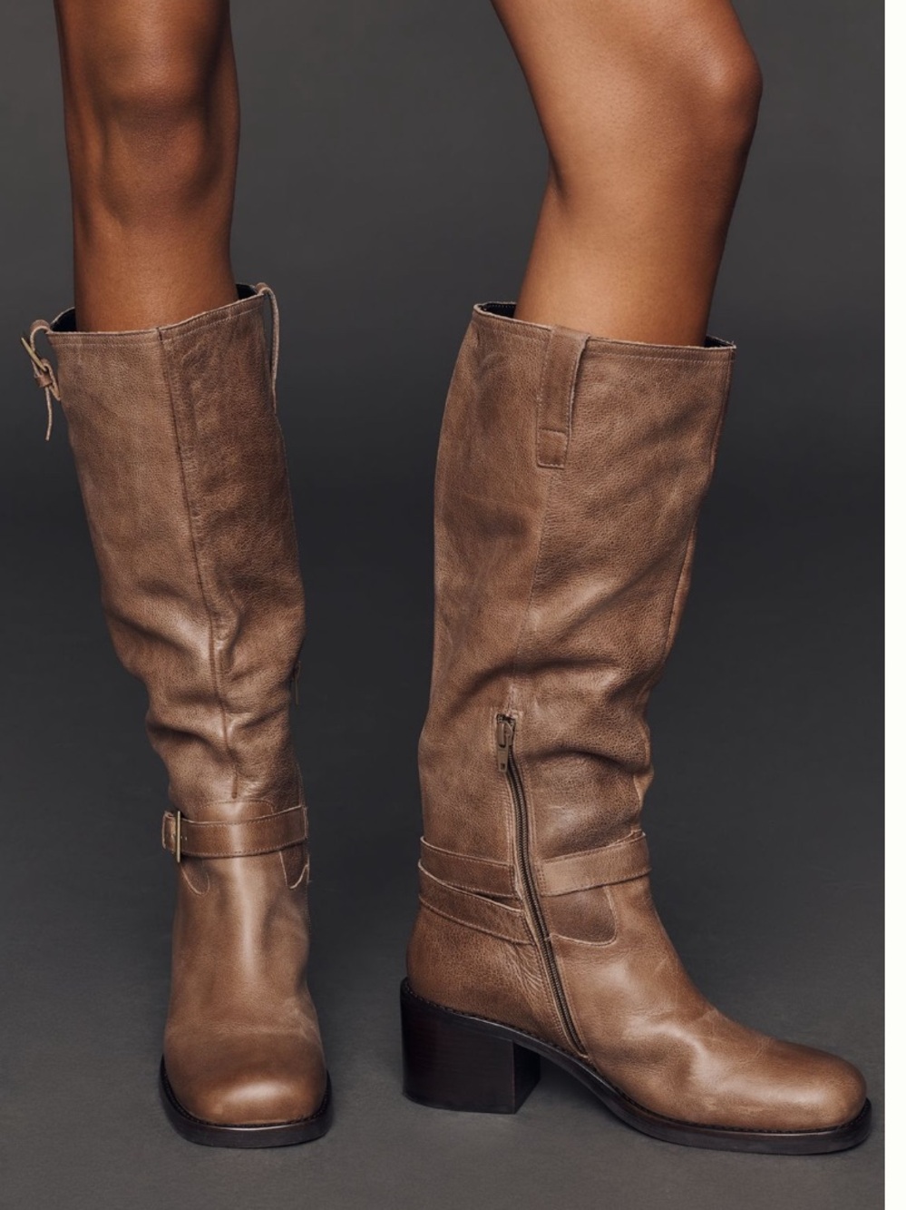 Anthropologie Maeve Mod Buckle Block-Heel Boots NEW in box sz EU 38